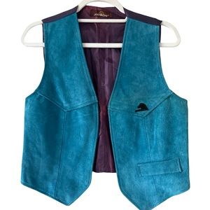 Vintage Jordache Blue Suede Vest M